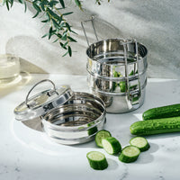 4-Tier Stacked Food Carrier | Stainless Steel Classic Tiffin Style Lunch Box
